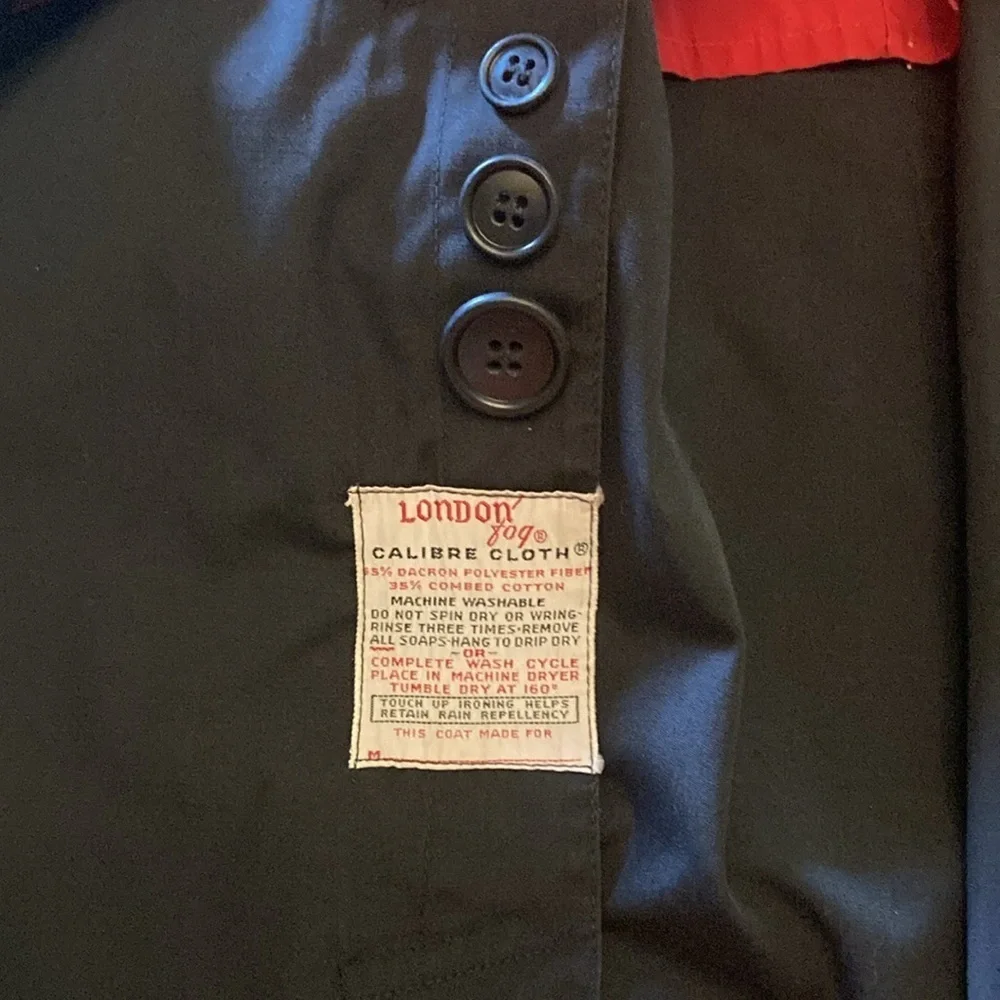 Vtg London Fog mens caliber cloth trench coat 40R black classic - Picture 6 of 14